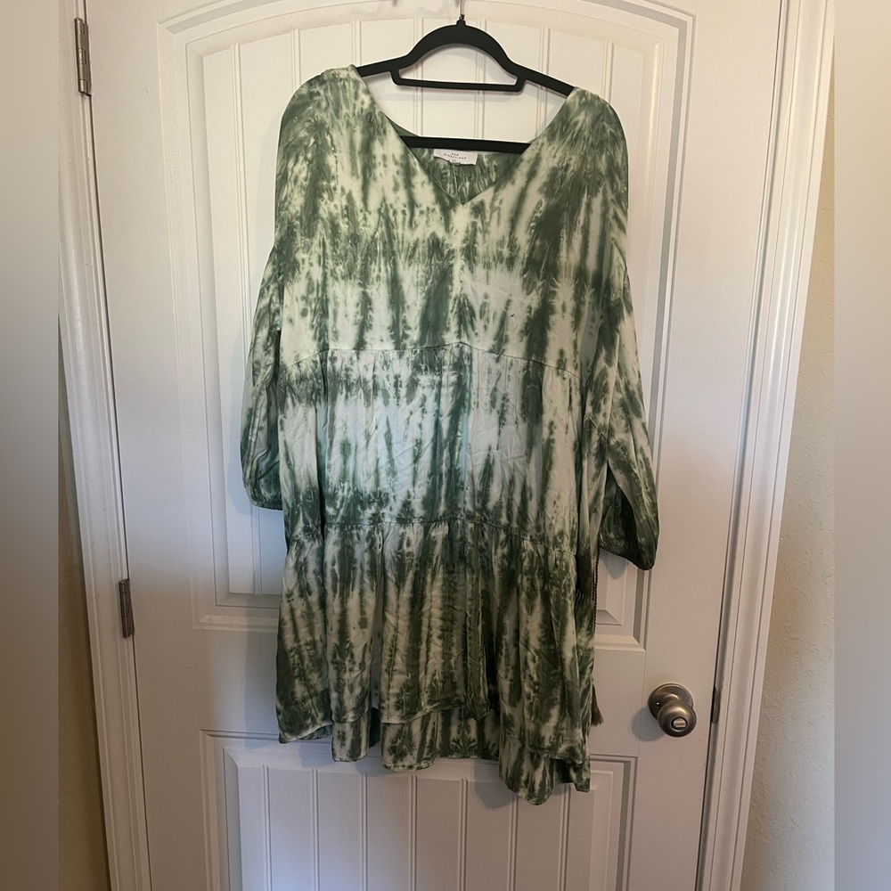 Green and white tie die dress. New with tags